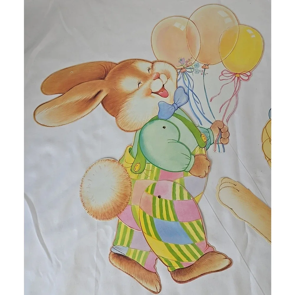 2 Vintage‎ Jointed Die-Cut Easter Bunny Decor 20